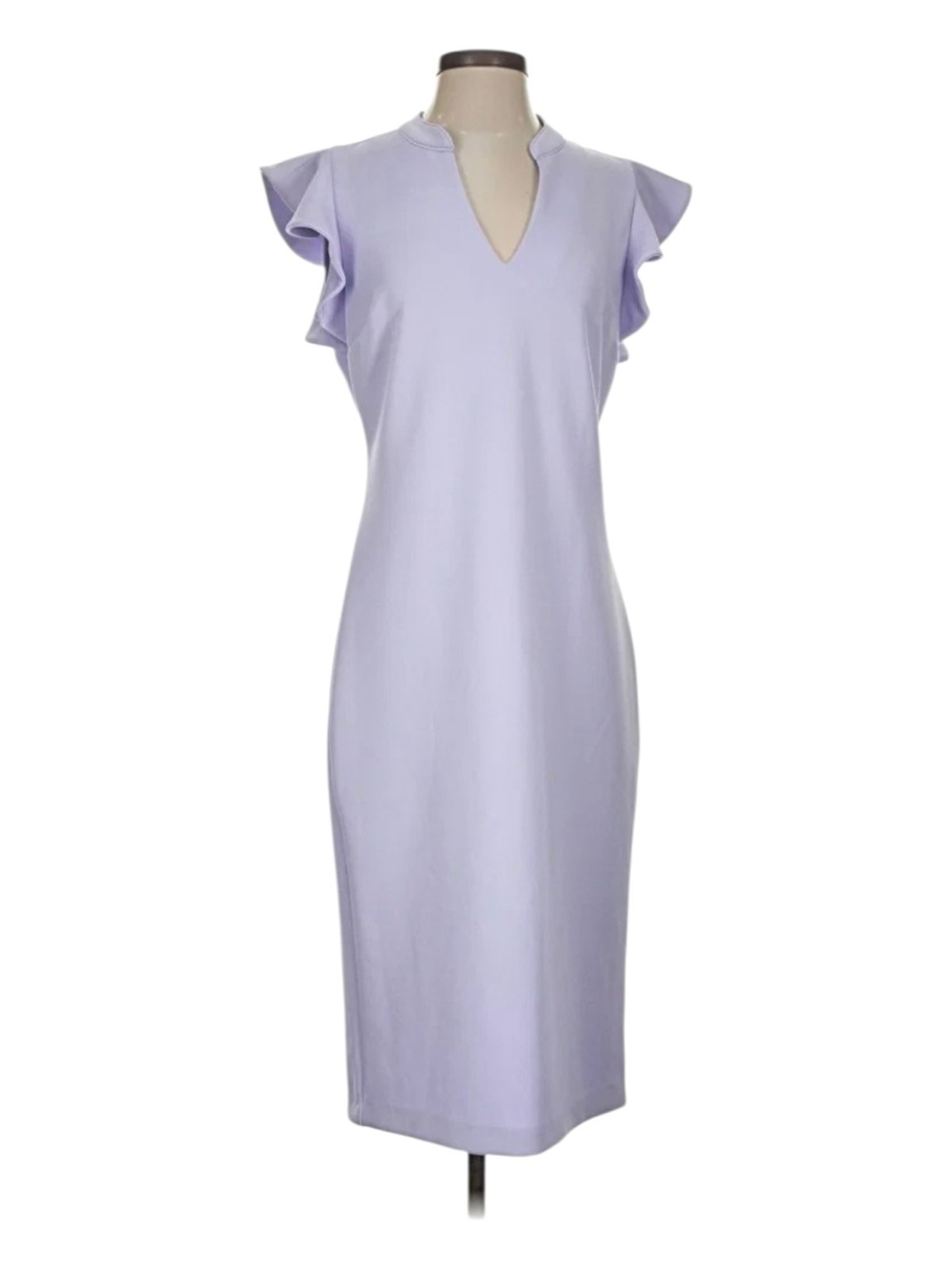 New York & Company Lilac Flutter-Sleeve Midi Sheath Dress